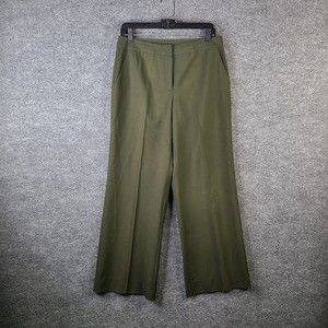 St. John Pants Womens 8 Olive Green Wide Leg Pleated Trouser